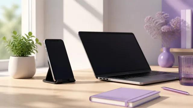 Un móvil y un portátil sobre una mesa clara, listos para empezar